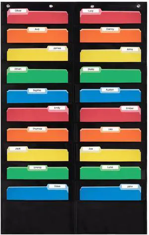 20 Pocket File Folder Pocket Chart, Black, 28" W x 46" T Versatile Wall Hanging File Folder Organizer for Classrooms, Offices, Home, and More - Wall Folder Organizer 20 Pocket File Folder Pocket Chart, Black, 28" W x 46" T Versatile Wall Hanging File Folder Organizer for Classrooms, Offices, Home, and More - Wall Folder Organizer