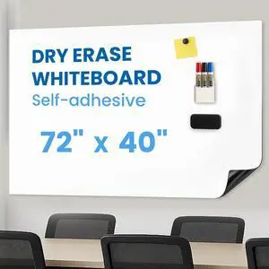 Large Magnetic Whiteboard for Wall 72" x 40", Self-Adhesive Magnetic Dry Erase White Board Sticker, Peel and Stick Sheet for Conference Room Office Home Large Magnetic Whiteboard for Wall 72" x 40", Self-Adhesive Magnetic Dry Erase White Board Sticker, Peel and Stick Sheet for Conference Room Office Home