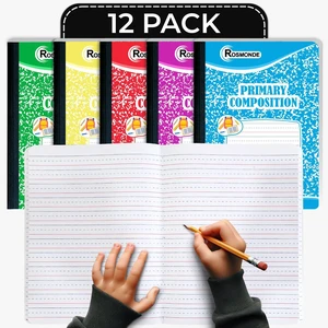 12 Pack Primary Composition Notebooks, 200 Pages (100 Sheets) Primary Ruled Composition Notebook, 9-3/4" x 7-1/2", Grades K-2, Writing Dotted Lined, Assorted Colors, Hardcover Journals 12 Pack Primary Composition Notebooks, 200 Pages (100 Sheets) Primary Ruled Composition Notebook, 9-3/4" x 7-1/2", Grades K-2, Writing Dotted Lined, Assorted Colors, Hardcover Journals
