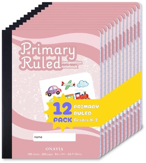 Pink Primary Composition Notebook K-2 Bulk, Drawing Space, 200 Pages 100 Sheets, 9.75 x 7.5 in, 12 Pack, Draw and Write Primary Composition book, Kindergarten Writing Journal Pink Primary Composition Notebook K-2 Bulk, Drawing Space, 200 Pages 100 Sheets, 9.75 x 7.5 in, 12 Pack, Draw and Write Primary Composition book, Kindergarten Writing Journal