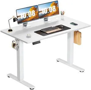 41 Inch Electric Standing Desk, Memory Adjustable Home Office Desk Sit Stand Up Desk for Work Home Office,Adjustable Desk, Rising Computer Table with Splice Board,Cable Management,Hook,White 41 Inch Electric Standing Desk, Memory Adjustable Home Office Desk Sit Stand Up Desk for Work Home Office,Adjustable Desk, Rising Computer Table with Splice Board,Cable Management,Hook,White