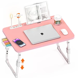 Lap Desk for Bed Adjustable Height with USB Port 23.6" x15.7" Desktop Storage Drawer, Bookshelf, Fits 17" Laptop, For couch WFH Study, Foldable Non-Slip No Assembly Sturdy Lightweight Pink Lap Desk for Bed Adjustable Height with USB Port 23.6" x15.7" Desktop Storage Drawer, Bookshelf, Fits 17" Laptop, For couch WFH Study, Foldable Non-Slip No Assembly Sturdy Lightweight Pink