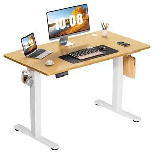 41 Inch Electric Standing Desk, Memory Adjustable Home Office Desk Sit Stand Up Desk for Work Home Office,Adjustable Desk, Rising Computer Table with Splice Board,Cable Management,Hook,Oak 41 Inch Electric Standing Desk, Memory Adjustable Home Office Desk Sit Stand Up Desk for Work Home Office,Adjustable Desk, Rising Computer Table with Splice Board,Cable Management,Hook,Oak