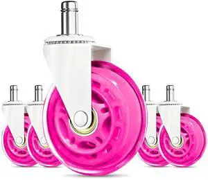 Office Chair Wheels - Replacement Rubber Wheels - Universal Fit 3 Inch Casters, Heavy-Duty Chair Casters, Noise Free, Fits 98% Chair, for All Floor (5) Office Chair Wheels - Replacement Rubber Wheels - Universal Fit 3 Inch Casters, Heavy-Duty Chair Casters, Noise Free, Fits 98% Chair, for All Floor (5)