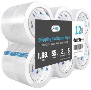 12 Rolls Clear Packing Tape, 1.88" x 55yds, Heavy Duty 2.2 mil Thick, Carton Sealing, Strong Adhesive Tape for Shipping Moving Boxes, Home and Office Use 12 Rolls Clear Packing Tape, 1.88" x 55yds, Heavy Duty 2.2 mil Thick, Carton Sealing, Strong Adhesive Tape for Shipping Moving Boxes, Home and Office Use