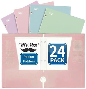 4-Pocket Folders, 24 Pack, 12.5" x 9.5", Pastel Colors | Tear-Resistant Paper Folders Bulk with Pockets 3 Holes Punched, High Capacity 4-Pocket Folders, 24 Pack, 12.5" x 9.5", Pastel Colors | Tear-Resistant Paper Folders Bulk with Pockets 3 Holes Punched, High Capacity