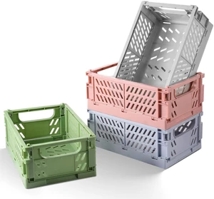 4-Pack Small Collapsible Plastic Storage Baskets, 9.8"x6.5"x3.8" Pastel, Space-Saving, Collapsible Plastic Bins, Cute Mini Storage Crates, for Classroom, Kitchen, Office, Bedroom 4-Pack Small Collapsible Plastic Storage Baskets, 9.8"x6.5"x3.8" Pastel, Space-Saving, Collapsible Plastic Bins, Cute Mini Storage Crates, for Classroom, Kitchen, Office, Bedroom