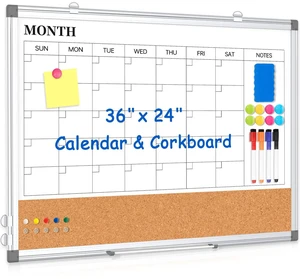 Dry Erase Calendar Whiteboard for Wall, 36" x 24" Monthly Cork White Board Double-Sided Magnetic, Calendar Cork Whiteboard Combo, Aluminium Frame, Bulletin Portable Board, Home Office School Dry Erase Calendar Whiteboard for Wall, 36" x 24" Monthly Cork White Board Double-Sided Magnetic, Calendar Cork Whiteboard Combo, Aluminium Frame, Bulletin Portable Board, Home Office School