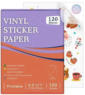 Printable Clear Sticker Paper, 120 Sheets, 8.5x11, for Inkjet Quick-Drying Surface, Vivid Prints, Removable, Tear-Resistant, Clear Labels and Custom Crafts for Cutting Machines Printable Clear Sticker Paper, 120 Sheets, 8.5x11, for Inkjet Quick-Drying Surface, Vivid Prints, Removable, Tear-Resistant, Clear Labels and Custom Crafts for Cutting Machines