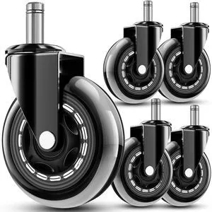 Office Chair Wheels - Replacement Rubber Wheels - Universal Fit 3 Inch Casters, Heavy-Duty Chair Casters, Noise Free, Fits 98% Chair, for All Floor (5) Office Chair Wheels - Replacement Rubber Wheels - Universal Fit 3 Inch Casters, Heavy-Duty Chair Casters, Noise Free, Fits 98% Chair, for All Floor (5)