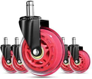 Gaming Chair Wheels - Heavy-Duty Office Chair Wheels - Replacement Rubber Casters- Universal Fit 3 Inch Chair Casters, Noise Free, Fits 98% Chair, for All Floor (Red) Gaming Chair Wheels - Heavy-Duty Office Chair Wheels - Replacement Rubber Casters- Universal Fit 3 Inch Chair Casters, Noise Free, Fits 98% Chair, for All Floor (Red)