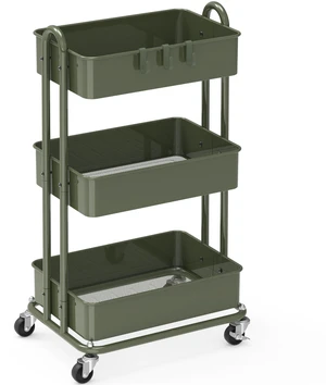 3-Tier Heavy Duty Metal Utility Rolling Cart, Army Green 3-Tier Heavy Duty Metal Utility Rolling Cart, Army Green