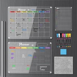 3-Pack Acrylic Magnetic Dry Erase Calendar Whiteboard Set Organize Your Refrigerator, Wall, or Fridge with Monthly, Weekly, and Daily Planners, Includes 8 Markers, Large Eraser, and Cloth 3-Pack Acrylic Magnetic Dry Erase Calendar Whiteboard Set Organize Your Refrigerator, Wall, or Fridge with Monthly, Weekly, and Daily Planners, Includes 8 Markers, Large Eraser, and Cloth