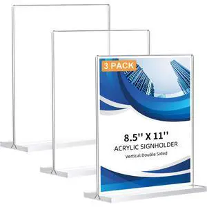 3 Pack Acrylic Sign Holder 8.5 x 11, Double-Sided Clear Sign Holder Plastic Stands for Display, T Shape Acrylic Table Sign Stands for Office Store Restaurants Wedding Party Decoration 3 Pack Acrylic Sign Holder 8.5 x 11, Double-Sided Clear Sign Holder Plastic Stands for Display, T Shape Acrylic Table Sign Stands for Office Store Restaurants Wedding Party Decoration
