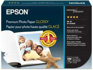 Premium Photo Paper Glossy 4x6 100 sheets S041727 High-gloss, heavyweight paper creates durable, smudge- and water-resistant photos for albums and frames Premium Photo Paper Glossy 4x6 100 sheets S041727 High-gloss, heavyweight paper creates durable, smudge- and water-resistant photos for albums and frames