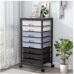 Rolling Cart with Drawers,8 Drawers Utility Cart,Grey Gradient Craft Organizers and Storage with Wooden Tabletop for Living Room,Classroom,Bedroom,Bathroom,Dorm,Office Rolling Cart with Drawers,8 Drawers Utility Cart,Grey Gradient Craft Organizers and Storage with Wooden Tabletop for Living Room,Classroom,Bedroom,Bathroom,Dorm,Office