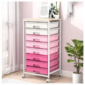 Rolling Cart with Drawers,Utility Cart with 8 Drawers,Rose Pink Craft Organizers and Storage Cart with Wooden Tabletop for Living Room,Classroom, Bedroom,Dorm,Home Office Rolling Cart with Drawers,Utility Cart with 8 Drawers,Rose Pink Craft Organizers and Storage Cart with Wooden Tabletop for Living Room,Classroom, Bedroom,Dorm,Home Office