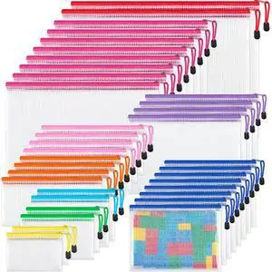 36 Pcs Mesh Zipper Pouch Bags, 8 Sizes Waterproof Zipper Bags Multi-use Travel Bags for Office, School, Board Game, Puzzles, Cosmetics, Travel Accessories, and Home Organization, 9 colors 36 Pcs Mesh Zipper Pouch Bags, 8 Sizes Waterproof Zipper Bags Multi-use Travel Bags for Office, School, Board Game, Puzzles, Cosmetics, Travel Accessories, and Home Organization, 9 colors