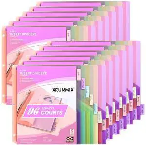 Bulk 12 Packs 8-Tab Binder Dividers with 2 Pockets, 96 Counts Binder Dividers Index for 3 Ring Binders, 8 Pastel Colors, US Letter Size (12) Bulk 12 Packs 8-Tab Binder Dividers with 2 Pockets, 96 Counts Binder Dividers Index for 3 Ring Binders, 8 Pastel Colors, US Letter Size (12)