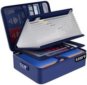 Fireproof Document Organizer Bag with Lock Accordion File Folder 5200 Multi-Layer File Organizer Box with Lock,Heat Insulated, Water Resistant, Safe Storage for Home Office Travel, Blue Fireproof Document Organizer Bag with Lock Accordion File Folder 5200 Multi-Layer File Organizer Box with Lock,Heat Insulated, Water Resistant, Safe Storage for Home Office Travel, Blue