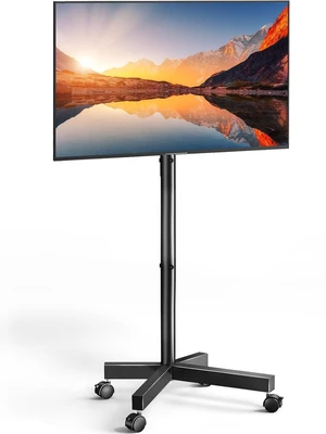 Rolling TV Stand for 2362 Inch TVs, Outdoor Mobile TV Cart Holds up to 99 lbs, Portable TV Stand on Wheels for Bedroom and Living Room, Max VESA 400x400mm, PSTVMC04B-B Rolling TV Stand for 2362 Inch TVs, Outdoor Mobile TV Cart Holds up to 99 lbs, Portable TV Stand on Wheels for Bedroom and Living Room, Max VESA 400x400mm, PSTVMC04B-B