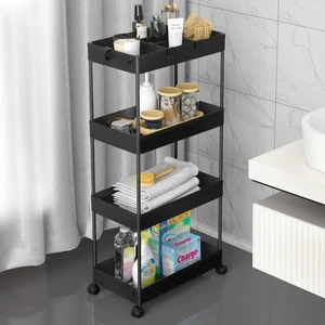 4 Tier Rolling Cart with Wheels, Storage Craft Art Trolley Organizer Serving, 3 Hanging Baskets Easy Assembly, for Office, Living Room, Kitchen 4 Tier Rolling Cart with Wheels, Storage Craft Art Trolley Organizer Serving, 3 Hanging Baskets Easy Assembly, for Office, Living Room, Kitchen