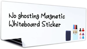 Magnetic White Board, 48" x 71" Peel and Stick Paper, No Ghosting Transform Any Wall into Dry Erase Surface, Self-Adhesive, Attach Magnets to Hold Notes, Includes Markers, Eraser and Magnets Magnetic White Board, 48" x 71" Peel and Stick Paper, No Ghosting Transform Any Wall into Dry Erase Surface, Self-Adhesive, Attach Magnets to Hold Notes, Includes Markers, Eraser and Magnets