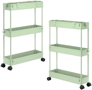 2-piece Set Slim Storage Cart 3 Tier,Bathroom Organizer Rolling Utility,Mobile Shelving Unit Slide Out for Office, Kitchen, Laundry Room & Narrow Places 2-piece Set Slim Storage Cart 3 Tier,Bathroom Organizer Rolling Utility,Mobile Shelving Unit Slide Out for Office, Kitchen, Laundry Room & Narrow Places