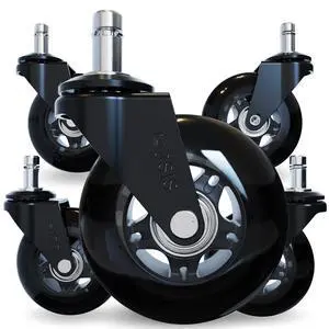 Original Office Chair Wheels (As Seen On PBS), Black Safe for hardwood floors & carpet, smooth & quiet casters, easy installation, universal fit, set of 5 Original Office Chair Wheels (As Seen On PBS), Black Safe for hardwood floors & carpet, smooth & quiet casters, easy installation, universal fit, set of 5