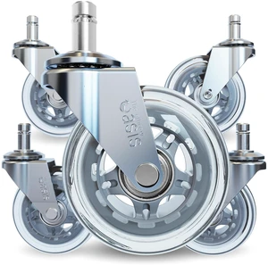 Original Office Chair Wheels (As Seen On PBS), Silver Safe for hardwood floors & carpet, smooth & quiet casters, easy installation, universal fit, set of 5 Original Office Chair Wheels (As Seen On PBS), Silver Safe for hardwood floors & carpet, smooth & quiet casters, easy installation, universal fit, set of 5