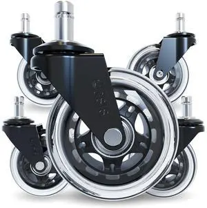 Original Roller Blade Office Chair Wheels (As Seen On PBS) Safe for hardwood floors & carpet, smooth & quiet casters, easy installation, universal fit, set of 5 Original Roller Blade Office Chair Wheels (As Seen On PBS) Safe for hardwood floors & carpet, smooth & quiet casters, easy installation, universal fit, set of 5