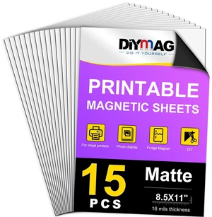 Printable Magnetic Sheets, Matte 15Pcs 8.5"x11" for Inkjet Printers Flexible Magnetic Paper, Non-Adhesive for DIY Crafts, Photo Wall, Cars, Refrigerator, Classroom and Office Decor Printable Magnetic Sheets, Matte 15Pcs 8.5"x11" for Inkjet Printers Flexible Magnetic Paper, Non-Adhesive for DIY Crafts, Photo Wall, Cars, Refrigerator, Classroom and Office Decor