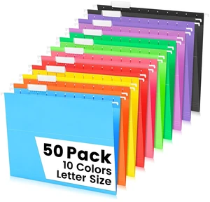 50-Pack Assorted Hanging File Folders, Letter Size with 55 Transparent Label Cards, 60 Sticker Labels,1/5-Cut TabsHome Office & Filing Cabinets 50-Pack Assorted Hanging File Folders, Letter Size with 55 Transparent Label Cards, 60 Sticker Labels,1/5-Cut TabsHome Office & Filing Cabinets