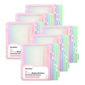 30 Counts Dividers for 3 Ring Binder, 5-Tabs Binder Dividers with Pocket for US Letter Size, 5 Pastel Recipe Binder Dividers with 1/5 Cut Tabs for Back to School/Office/Home, Pastel Color (6) 30 Counts Dividers for 3 Ring Binder, 5-Tabs Binder Dividers with Pocket for US Letter Size, 5 Pastel Recipe Binder Dividers with 1/5 Cut Tabs for Back to School/Office/Home, Pastel Color (6)