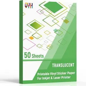 Premium Translucent Printable Vinyl Sticker Paper, 50 Sheets Frosted Waterproof Decal for Inkjet & Laser Printers, Compatible with Cricut, Fast Dry Vivid Prints for DIY Crafts, Etsy Premium Translucent Printable Vinyl Sticker Paper, 50 Sheets Frosted Waterproof Decal for Inkjet & Laser Printers, Compatible with Cricut, Fast Dry Vivid Prints for DIY Crafts, Etsy