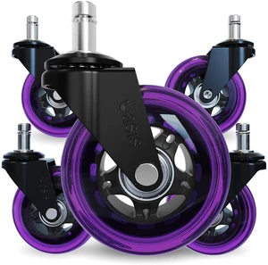 Original Office Chair Wheels (As Seen On PBS), Purple Safe for hardwood floors & carpet, smooth & quiet casters, easy installation, universal fit, set of 5 Original Office Chair Wheels (As Seen On PBS), Purple Safe for hardwood floors & carpet, smooth & quiet casters, easy installation, universal fit, set of 5