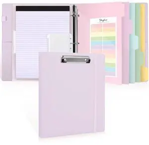 3 Ring Binder with Clipboard 1 Inch, 13.2" × 10.2" PU Clipboard Binder with Notepad & 5 Dividers with 5 Pockets, Labels, Clipboard Folder Great for School Office (Fit Letter Sized Paper) 3 Ring Binder with Clipboard 1 Inch, 13.2" × 10.2" PU Clipboard Binder with Notepad & 5 Dividers with 5 Pockets, Labels, Clipboard Folder Great for School Office (Fit Letter Sized Paper)
