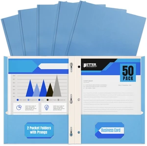 Light Blue Paper 2 Pocket Folders with Prongs, 50 Pack, Matte Texture, Letter Size Paper Folders, 50 Pack, with 3 Metal Prong Fastener Clips, Light Blue Light Blue Paper 2 Pocket Folders with Prongs, 50 Pack, Matte Texture, Letter Size Paper Folders, 50 Pack, with 3 Metal Prong Fastener Clips, Light Blue