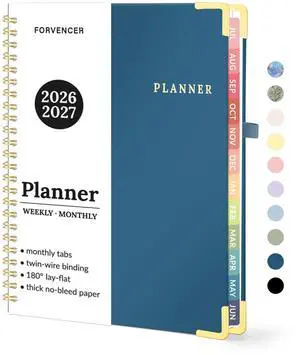 Academic Planner 2026-2027, Weekly & Monthly Hardcover Planner A5 Calendar Planner July 2026-June 2027, 6" X 8" Daily Agenda Book, School Office Notebook College Teacher Organizer, Navy Blue Academic Planner 2026-2027, Weekly & Monthly Hardcover Planner A5 Calendar Planner July 2026-June 2027, 6" X 8" Daily Agenda Book, School Office Notebook College Teacher Organizer, Navy Blue