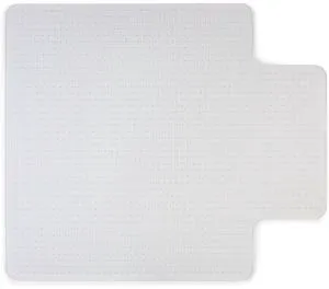 Office Chair Mat, Clear, 53x45 Inch, Low-Pile Carpet, with Lip Extended under-desk coverage and smooth glide for carpeted office floors Office Chair Mat, Clear, 53x45 Inch, Low-Pile Carpet, with Lip Extended under-desk coverage and smooth glide for carpeted office floors