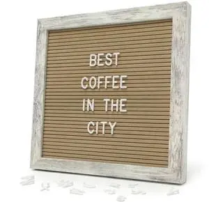 Rustic Cappuccino Felt Letter Board 10x10 Inch with Stand and Wood Frame 336 letters, numbers and symbols; changeable message board with wall mount for home notes, welcome messages and reminders Rustic Cappuccino Felt Letter Board 10x10 Inch with Stand and Wood Frame 336 letters, numbers and symbols; changeable message board with wall mount for home notes, welcome messages and reminders