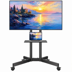 Rolling TV Stand with Tilt, Mobile TV Cart for 3285 Inch TVs, Black Portable Stand with Laptop Shelf, Locking Wheels, Outdoor TV Stand for LED LCD Flat Curved, Holds 132 lbs, Max VESA 600x400mm Rolling TV Stand with Tilt, Mobile TV Cart for 3285 Inch TVs, Black Portable Stand with Laptop Shelf, Locking Wheels, Outdoor TV Stand for LED LCD Flat Curved, Holds 132 lbs, Max VESA 600x400mm