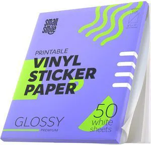 Premium Printable Vinyl Sticker Paper for Inkjet Printer and Laser - 50 White Glossy Sticker Paper Waterproof - Durability Adhesive Paper 8.5 x 11, Fast Dry, Holds Ink Well, Great for Cutting Machines Premium Printable Vinyl Sticker Paper for Inkjet Printer and Laser - 50 White Glossy Sticker Paper Waterproof - Durability Adhesive Paper 8.5 x 11, Fast Dry, Holds Ink Well, Great for Cutting Machines