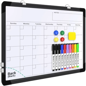 Monthly Calendar Whiteboard for Wall, Dry Erase Board, Magnetic White Board 16"x12" Double-Sided Hanging Board for Office Home, Small Monthly Dry erase Calendar for Drawing Planning To Do List, Black Monthly Calendar Whiteboard for Wall, Dry Erase Board, Magnetic White Board 16"x12" Double-Sided Hanging Board for Office Home, Small Monthly Dry erase Calendar for Drawing Planning To Do List, Black