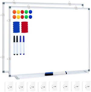 White Board Dry Erase Whiteboard for Wall 24x18 (2pcs) Magnetic Boards for Office Classroom & Home, Small Wall Whiteboard Including 6 Markers, 10 Magnets, 2 Erasers & 10 Adhesive Hooks White Board Dry Erase Whiteboard for Wall 24x18 (2pcs) Magnetic Boards for Office Classroom & Home, Small Wall Whiteboard Including 6 Markers, 10 Magnets, 2 Erasers & 10 Adhesive Hooks