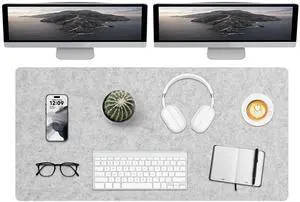 Extra Large Felt Desk Mat,55''x23.6'' Non-Slip Desktop Protector Full Desk Mouse pad, Computer Desk Mat for Keyboard and Mouse Pad,Desk Accessories for Home and Office (Light Gray) Extra Large Felt Desk Mat,55''x23.6'' Non-Slip Desktop Protector Full Desk Mouse pad, Computer Desk Mat for Keyboard and Mouse Pad,Desk Accessories for Home and Office (Light Gray)