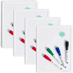 Contempo Magnetic Dry Erase Board White Board Bundle, 8.5" x 11", White Modern Frame, Includes 4 Boards, 16 Markers and 4 Magnets Contempo Magnetic Dry Erase Board White Board Bundle, 8.5" x 11", White Modern Frame, Includes 4 Boards, 16 Markers and 4 Magnets