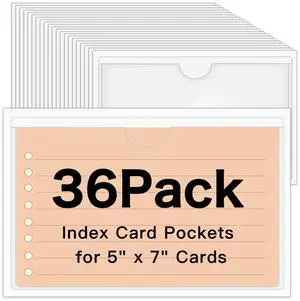 36 Pack Adhesive Index Card Pockets 5 x 7, Clear Top-Loading Holders Clear Pvc, Removable Adhesive, Fits Bins/Shelves/Totes, Protects Cards From Dust And Fingerprints 36 Pack Adhesive Index Card Pockets 5 x 7, Clear Top-Loading Holders Clear Pvc, Removable Adhesive, Fits Bins/Shelves/Totes, Protects Cards From Dust And Fingerprints