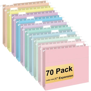 Hanging File Folders, 70 Pack Letter Size Hanging File folders with 1/5-cut Tabs, Stay Organized for Your Home and Office Bulk File, Documents and Paper, Macaron 10 Colors Hanging File Folders, 70 Pack Letter Size Hanging File folders with 1/5-cut Tabs, Stay Organized for Your Home and Office Bulk File, Documents and Paper, Macaron 10 Colors