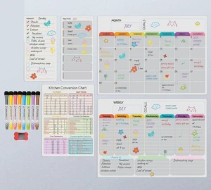 Magnetic Dry Erase Calendar Whiteboard Set (5-Pack) Includes Monthly Planner, Weekly Planner, Meal Organizer, Conversion Chart, Shopping List 8 Markers & Eraser for Family Organization Magnetic Dry Erase Calendar Whiteboard Set (5-Pack) Includes Monthly Planner, Weekly Planner, Meal Organizer, Conversion Chart, Shopping List 8 Markers & Eraser for Family Organization